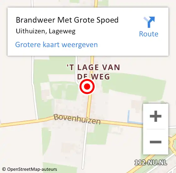 Locatie op kaart van de 112 melding: Brandweer Met Grote Spoed Naar Uithuizen, Lageweg op 19 augustus 2022 09:27