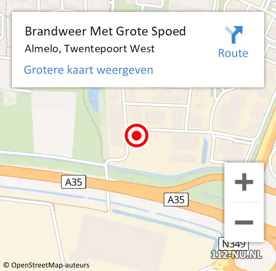 Locatie op kaart van de 112 melding: Brandweer Met Grote Spoed Naar Almelo, Twentepoort West op 19 augustus 2022 10:07