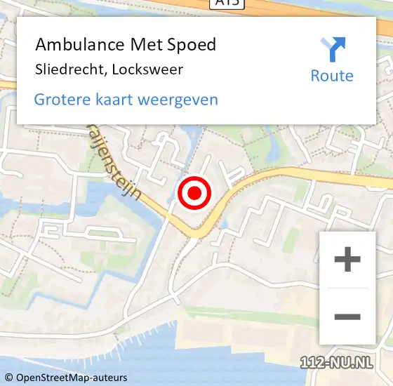 Locatie op kaart van de 112 melding: Ambulance Met Spoed Naar Sliedrecht, Locksweer op 19 augustus 2022 10:12