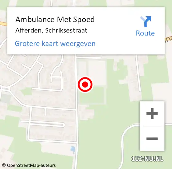 Locatie op kaart van de 112 melding: Ambulance Met Spoed Naar Afferden, Schriksestraat op 19 augustus 2022 12:32