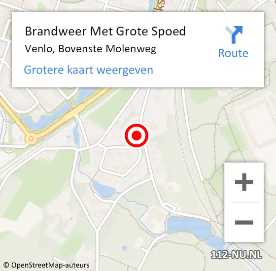 Locatie op kaart van de 112 melding: Brandweer Met Grote Spoed Naar Venlo, Bovenste Molenweg op 19 augustus 2022 13:09
