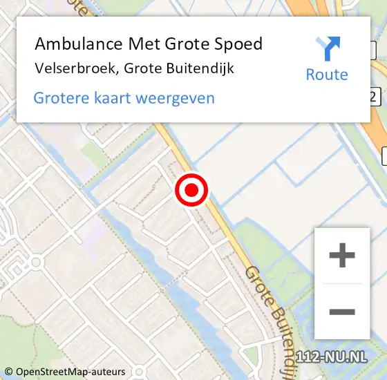 Locatie op kaart van de 112 melding: Ambulance Met Grote Spoed Naar Velserbroek, Grote Buitendijk op 19 augustus 2022 13:48