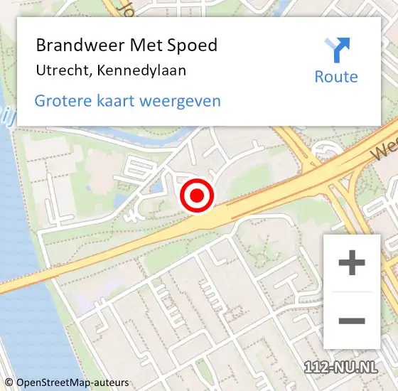 Locatie op kaart van de 112 melding: Brandweer Met Spoed Naar Utrecht, Kennedylaan op 19 augustus 2022 15:37