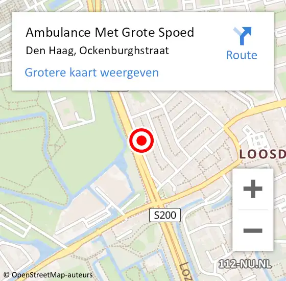 Locatie op kaart van de 112 melding: Ambulance Met Grote Spoed Naar Den Haag, Ockenburghstraat op 19 augustus 2022 16:05