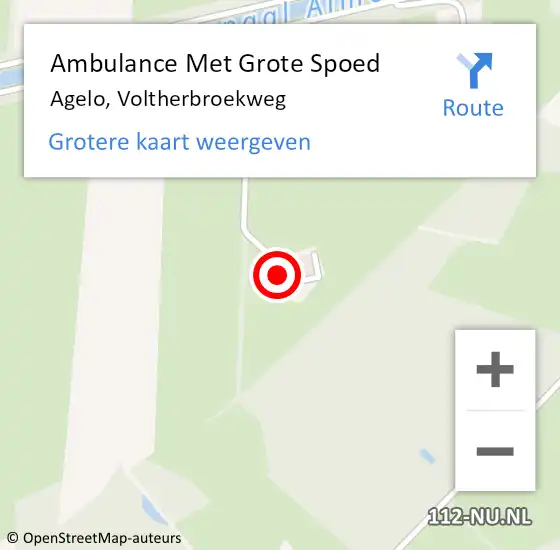 Locatie op kaart van de 112 melding: Ambulance Met Grote Spoed Naar Agelo, Voltherbroekweg op 19 augustus 2022 16:18