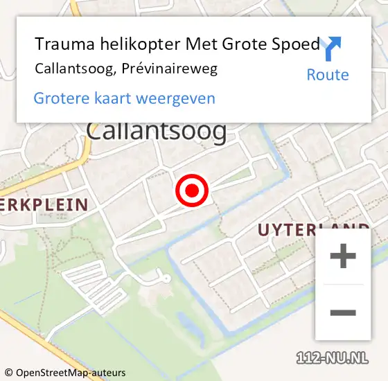 Locatie op kaart van de 112 melding: Trauma helikopter Met Grote Spoed Naar Callantsoog, Prévinaireweg op 19 augustus 2022 16:46