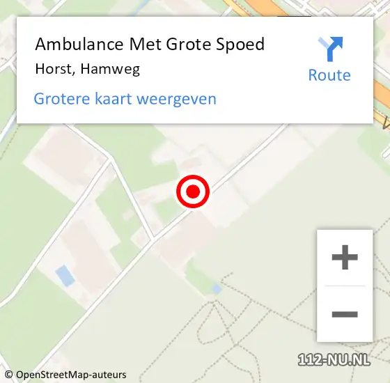 Locatie op kaart van de 112 melding: Ambulance Met Grote Spoed Naar Horst, Hamweg op 26 juli 2014 23:03