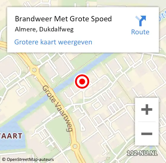 Locatie op kaart van de 112 melding: Brandweer Met Grote Spoed Naar Almere, Dukdalfweg op 19 augustus 2022 17:21