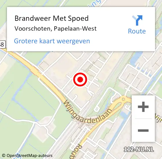 Locatie op kaart van de 112 melding: Brandweer Met Spoed Naar Voorschoten, Papelaan-West op 19 augustus 2022 19:07