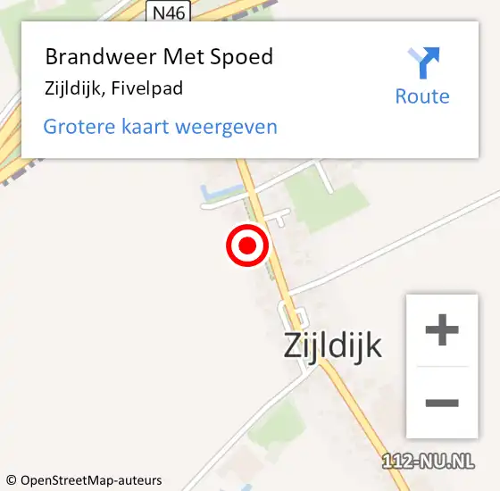 Locatie op kaart van de 112 melding: Brandweer Met Spoed Naar Zijldijk, Fivelpad op 19 augustus 2022 19:47