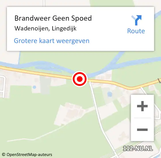 Locatie op kaart van de 112 melding: Brandweer Geen Spoed Naar Wadenoijen, Lingedijk op 19 augustus 2022 20:54