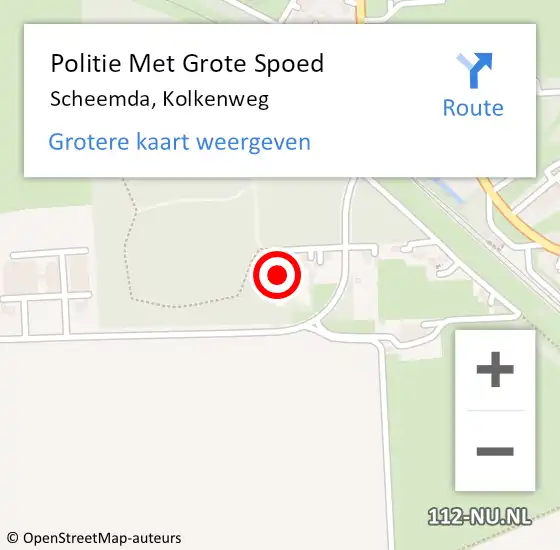 Locatie op kaart van de 112 melding: Politie Met Grote Spoed Naar Scheemda, Kolkenweg op 19 augustus 2022 22:18