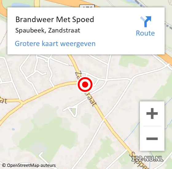 Locatie op kaart van de 112 melding: Brandweer Met Spoed Naar Spaubeek, Zandstraat op 20 augustus 2022 00:33