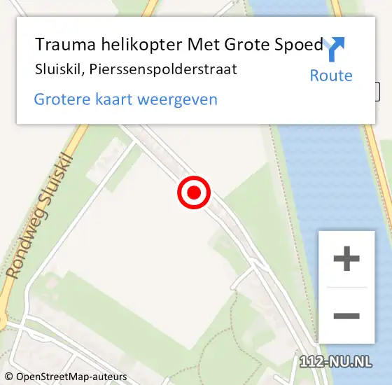 Locatie op kaart van de 112 melding: Trauma helikopter Met Grote Spoed Naar Sluiskil, Pierssenspolderstraat op 20 augustus 2022 05:18