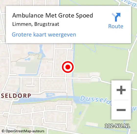 Locatie op kaart van de 112 melding: Ambulance Met Grote Spoed Naar Limmen, Brugstraat op 20 augustus 2022 09:08