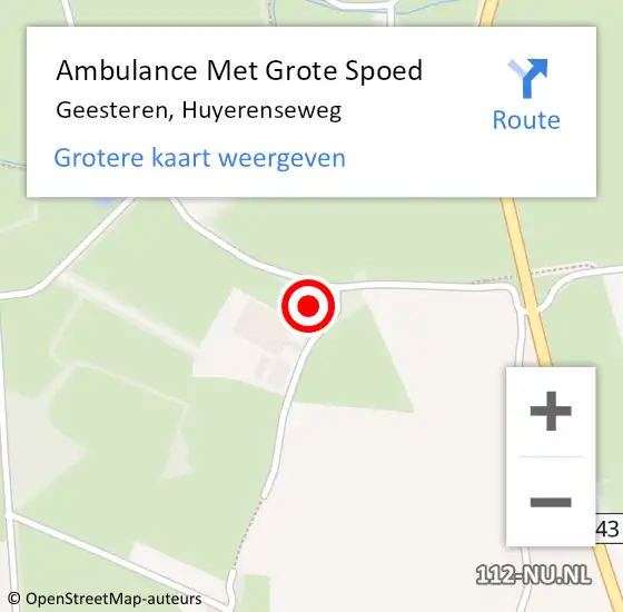 Locatie op kaart van de 112 melding: Ambulance Met Grote Spoed Naar Geesteren, Huyerenseweg op 20 augustus 2022 10:45
