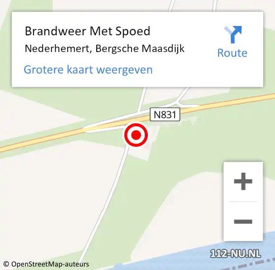 Locatie op kaart van de 112 melding: Brandweer Met Spoed Naar Nederhemert, Bergsche Maasdijk op 20 augustus 2022 11:26