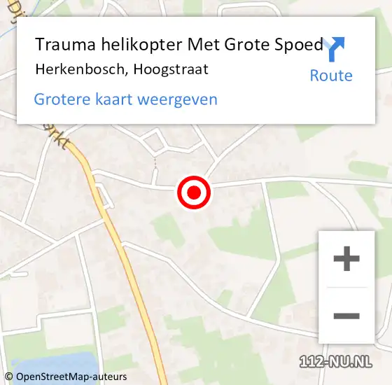 Locatie op kaart van de 112 melding: Trauma helikopter Met Grote Spoed Naar Herkenbosch, Hoogstraat op 20 augustus 2022 11:28