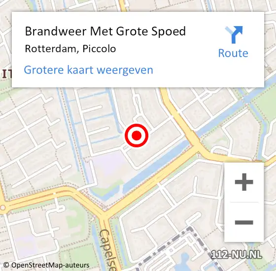 Locatie op kaart van de 112 melding: Brandweer Met Grote Spoed Naar Rotterdam, Piccolo op 20 augustus 2022 12:23