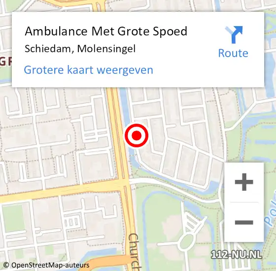 Locatie op kaart van de 112 melding: Ambulance Met Grote Spoed Naar Schiedam, Molensingel op 20 augustus 2022 13:07