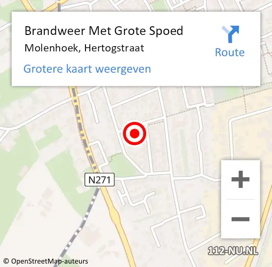 Locatie op kaart van de 112 melding: Brandweer Met Grote Spoed Naar Molenhoek, Hertogstraat op 20 augustus 2022 13:34