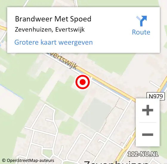 Locatie op kaart van de 112 melding: Brandweer Met Spoed Naar Zevenhuizen, Evertswijk op 20 augustus 2022 13:56