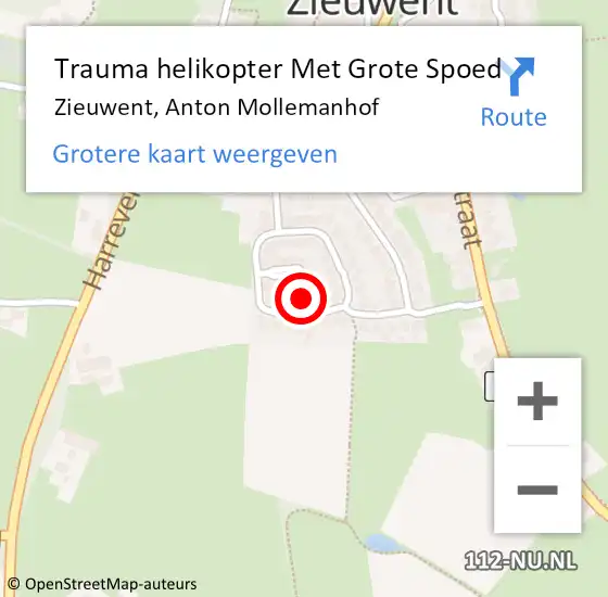 Locatie op kaart van de 112 melding: Trauma helikopter Met Grote Spoed Naar Zieuwent, Anton Mollemanhof op 20 augustus 2022 15:23