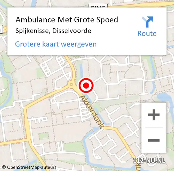 Locatie op kaart van de 112 melding: Ambulance Met Grote Spoed Naar Spijkenisse, Disselvoorde op 20 augustus 2022 15:56
