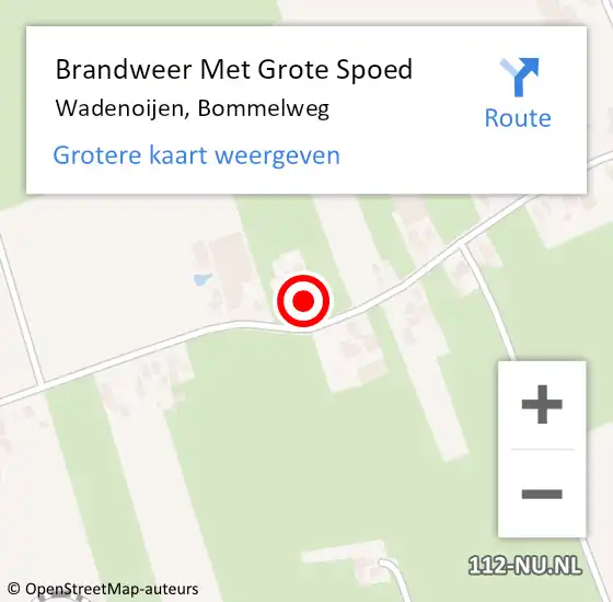 Locatie op kaart van de 112 melding: Brandweer Met Grote Spoed Naar Wadenoijen, Bommelweg op 20 augustus 2022 17:24