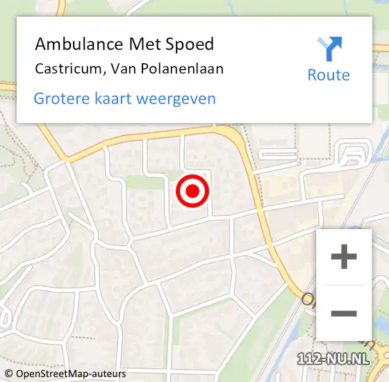 Locatie op kaart van de 112 melding: Ambulance Met Spoed Naar Castricum, Van Polanenlaan op 20 augustus 2022 18:14
