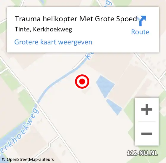 Locatie op kaart van de 112 melding: Trauma helikopter Met Grote Spoed Naar Tinte, Kerkhoekweg op 20 augustus 2022 18:32