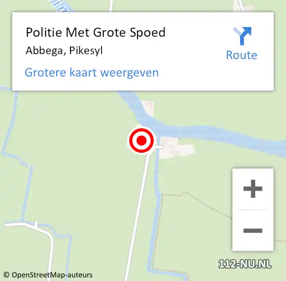 Locatie op kaart van de 112 melding: Politie Met Grote Spoed Naar Abbega, Pikesyl op 20 augustus 2022 19:08