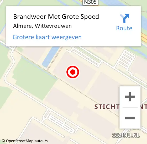 Locatie op kaart van de 112 melding: Brandweer Met Grote Spoed Naar Almere, Wittevrouwen op 20 augustus 2022 19:14