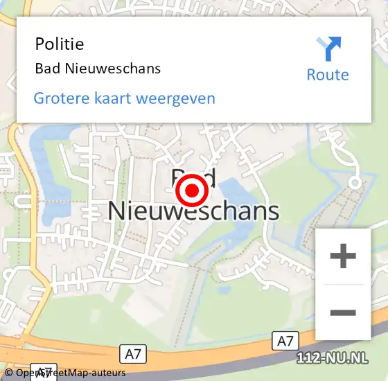 Locatie op kaart van de 112 melding: Politie Bad Nieuweschans op 20 augustus 2022 20:58
