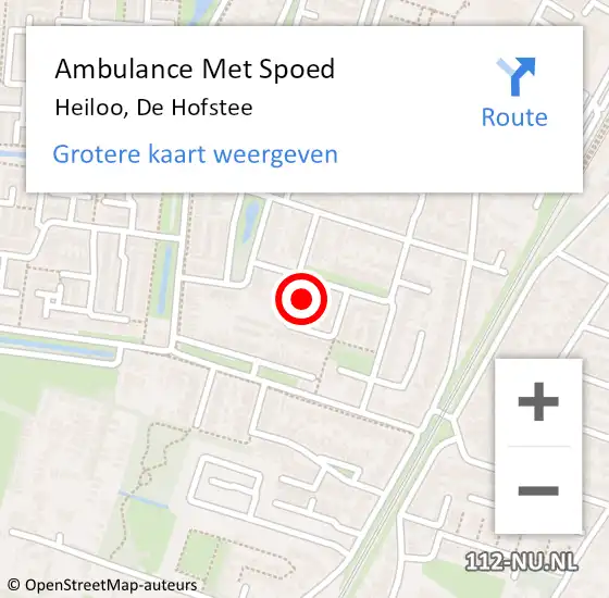 Locatie op kaart van de 112 melding: Ambulance Met Spoed Naar Heiloo, De Hofstee op 21 augustus 2022 00:24