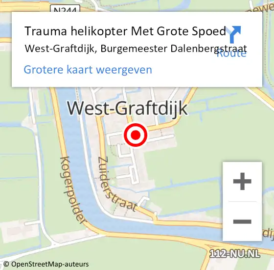 Locatie op kaart van de 112 melding: Trauma helikopter Met Grote Spoed Naar West-Graftdijk, Burgemeester Dalenbergstraat op 21 augustus 2022 01:14