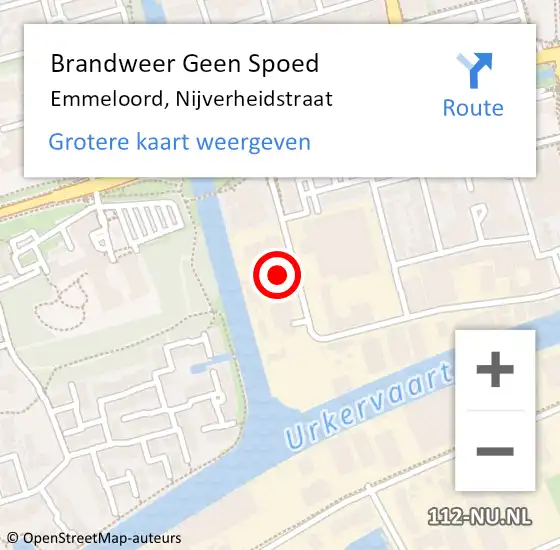 Locatie op kaart van de 112 melding: Brandweer Geen Spoed Naar Emmeloord, Nijverheidstraat op 21 augustus 2022 11:25