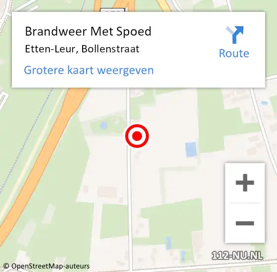 Locatie op kaart van de 112 melding: Brandweer Met Spoed Naar Etten-Leur, Bollenstraat op 21 augustus 2022 12:16