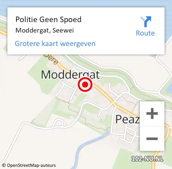 Locatie op kaart van de 112 melding: Politie Geen Spoed Naar Moddergat, Seewei op 21 augustus 2022 13:24