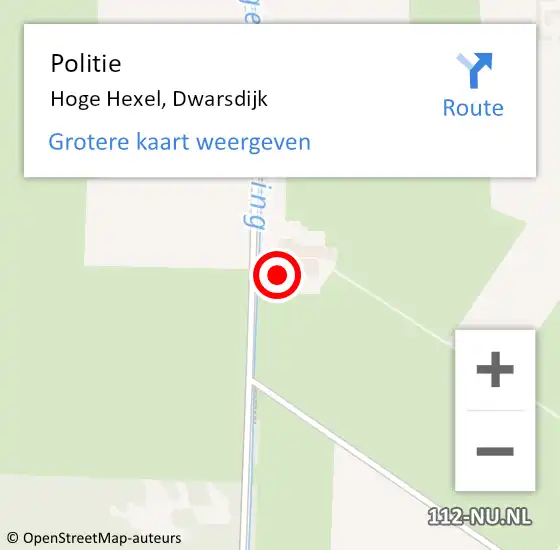 Locatie op kaart van de 112 melding: Politie Hoge Hexel, Dwarsdijk op 21 augustus 2022 14:17