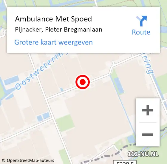 Locatie op kaart van de 112 melding: Ambulance Met Spoed Naar Pijnacker, Pieter Bregmanlaan op 21 augustus 2022 15:34