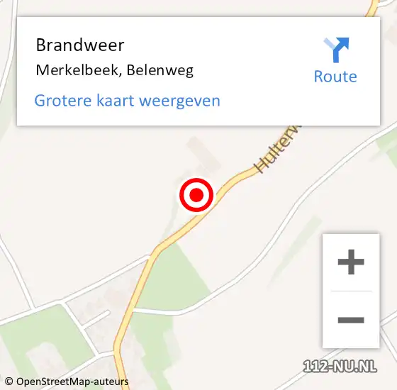 Locatie op kaart van de 112 melding: Brandweer Merkelbeek, Belenweg op 27 juli 2014 05:52