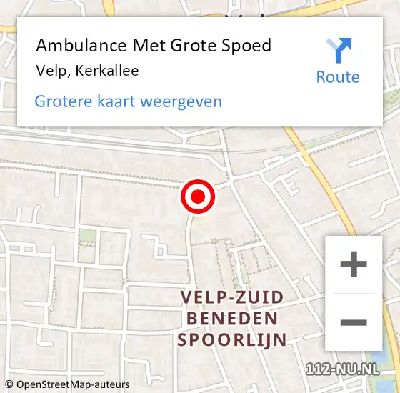 Locatie op kaart van de 112 melding: Ambulance Met Grote Spoed Naar Velp, Kerkallee op 22 augustus 2022 00:12