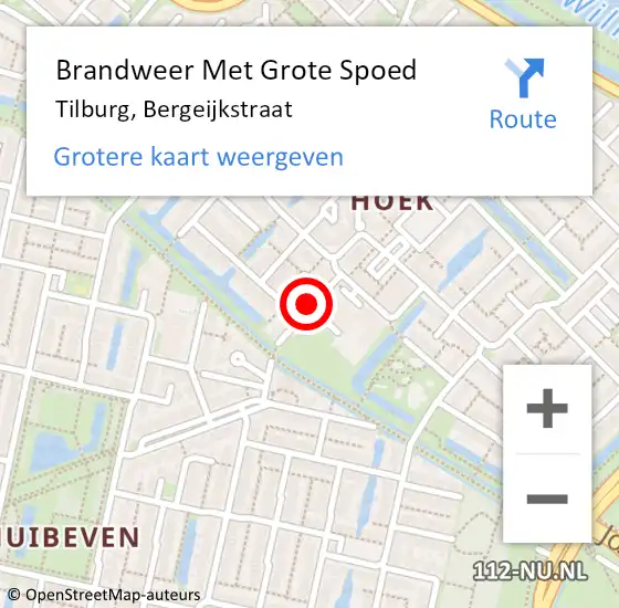 Locatie op kaart van de 112 melding: Brandweer Met Grote Spoed Naar Tilburg, Bergeijkstraat op 22 augustus 2022 06:15