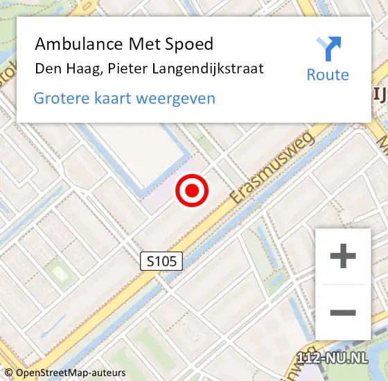 Locatie op kaart van de 112 melding: Ambulance Met Spoed Naar Den Haag, Pieter Langendijkstraat op 22 augustus 2022 11:57