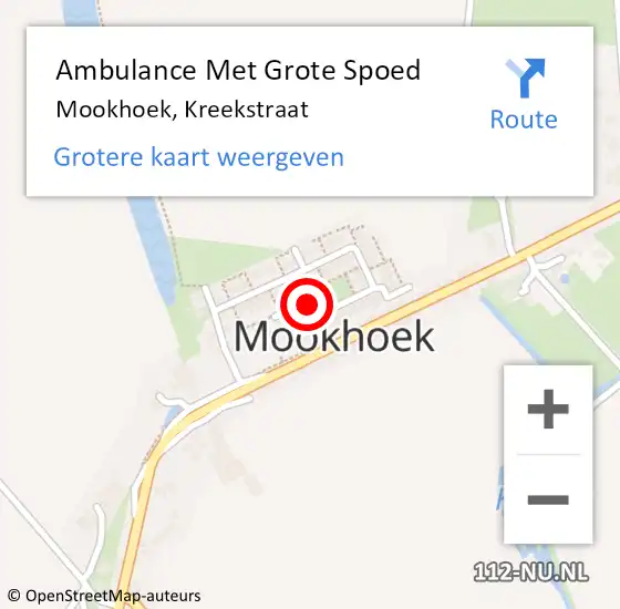 Locatie op kaart van de 112 melding: Ambulance Met Grote Spoed Naar Mookhoek, Kreekstraat op 22 augustus 2022 12:49