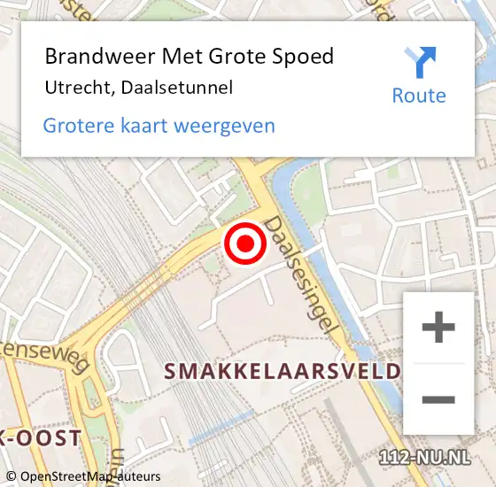 Locatie op kaart van de 112 melding: Brandweer Met Grote Spoed Naar Utrecht, Daalsetunnel op 22 augustus 2022 13:03