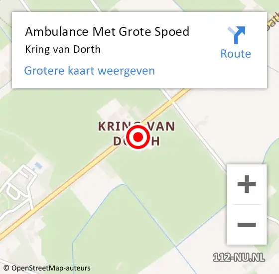 Locatie op kaart van de 112 melding: Ambulance Met Grote Spoed Naar Kring van Dorth op 22 augustus 2022 13:45
