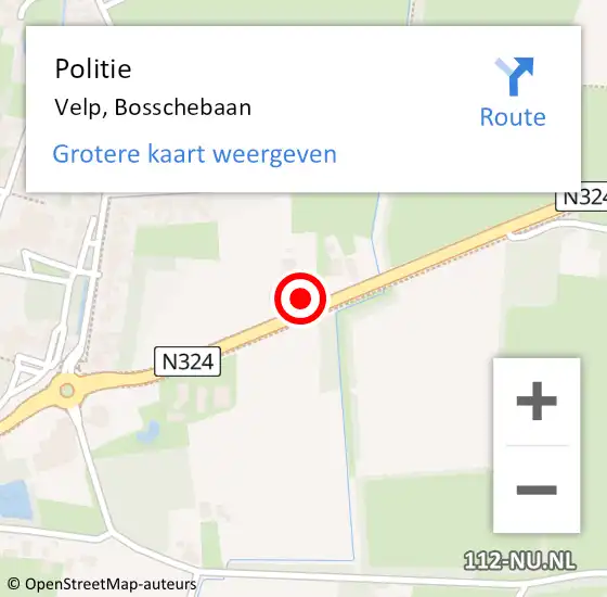 Locatie op kaart van de 112 melding: Politie Velp, Bosschebaan op 22 augustus 2022 14:29