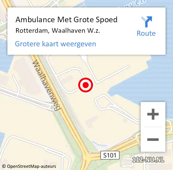 Locatie op kaart van de 112 melding: Ambulance Met Grote Spoed Naar Rotterdam, Waalhaven W.z. op 22 augustus 2022 15:31